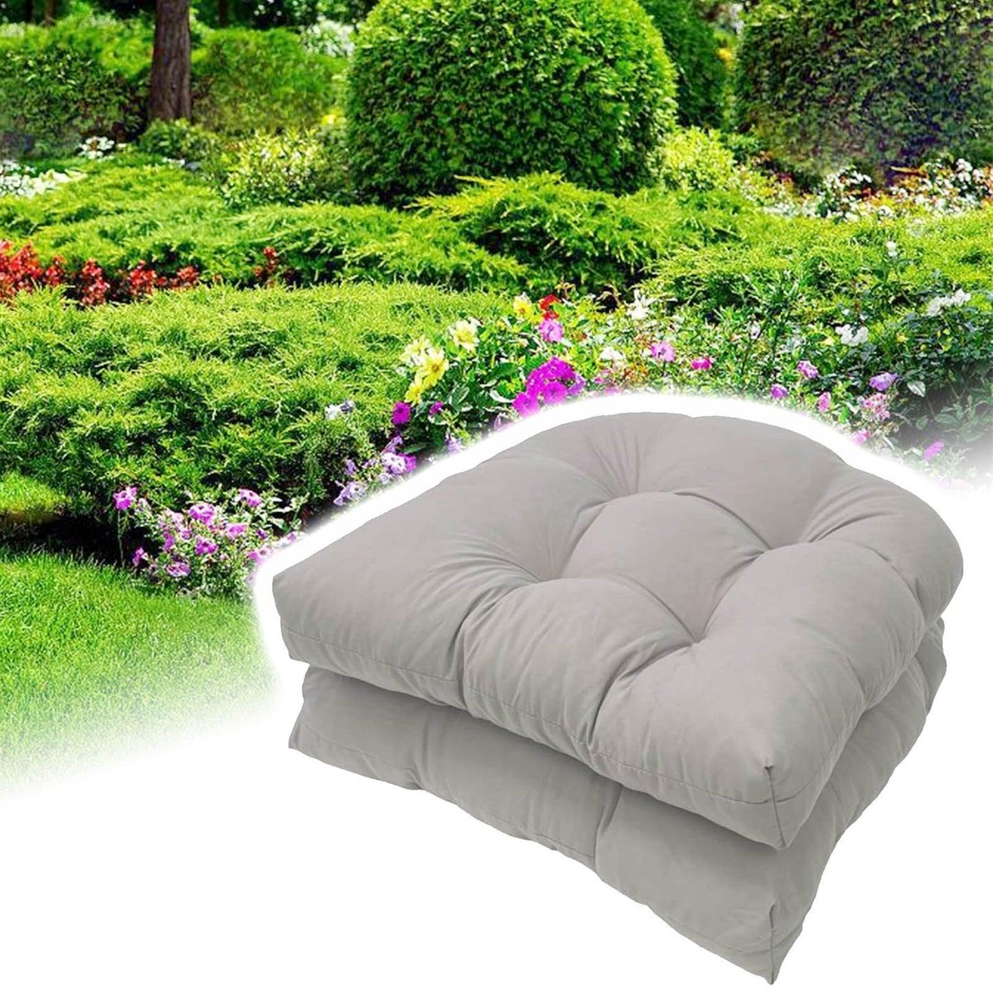 19" X 19" Indoor/Outdoor Chair Seat Cushion, Patio Chaise Lounger Cushion 2 Pack,Weather Resistant, Comfortable and Stylish Pack Of Patio Cushions