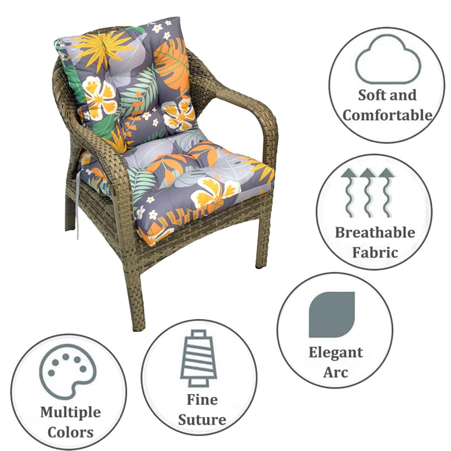 Patio Furniture Cushions Outdoor Furniture, Comfort Patio Seating Cushions, Waterproof All-Weather Deep Seating Rocking Chair Patio Chaise Lounge Sun Lounger Chair Cushions