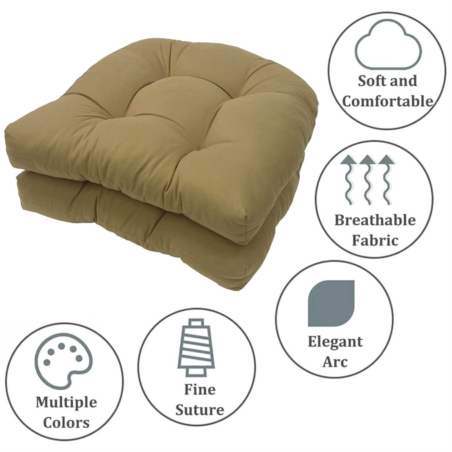 19" X 19" Indoor/Outdoor Chair Seat Cushion, Patio Chaise Lounger Cushion 2 Pack,Weather Resistant, Comfortable and Stylish Pack Of Patio Cushions