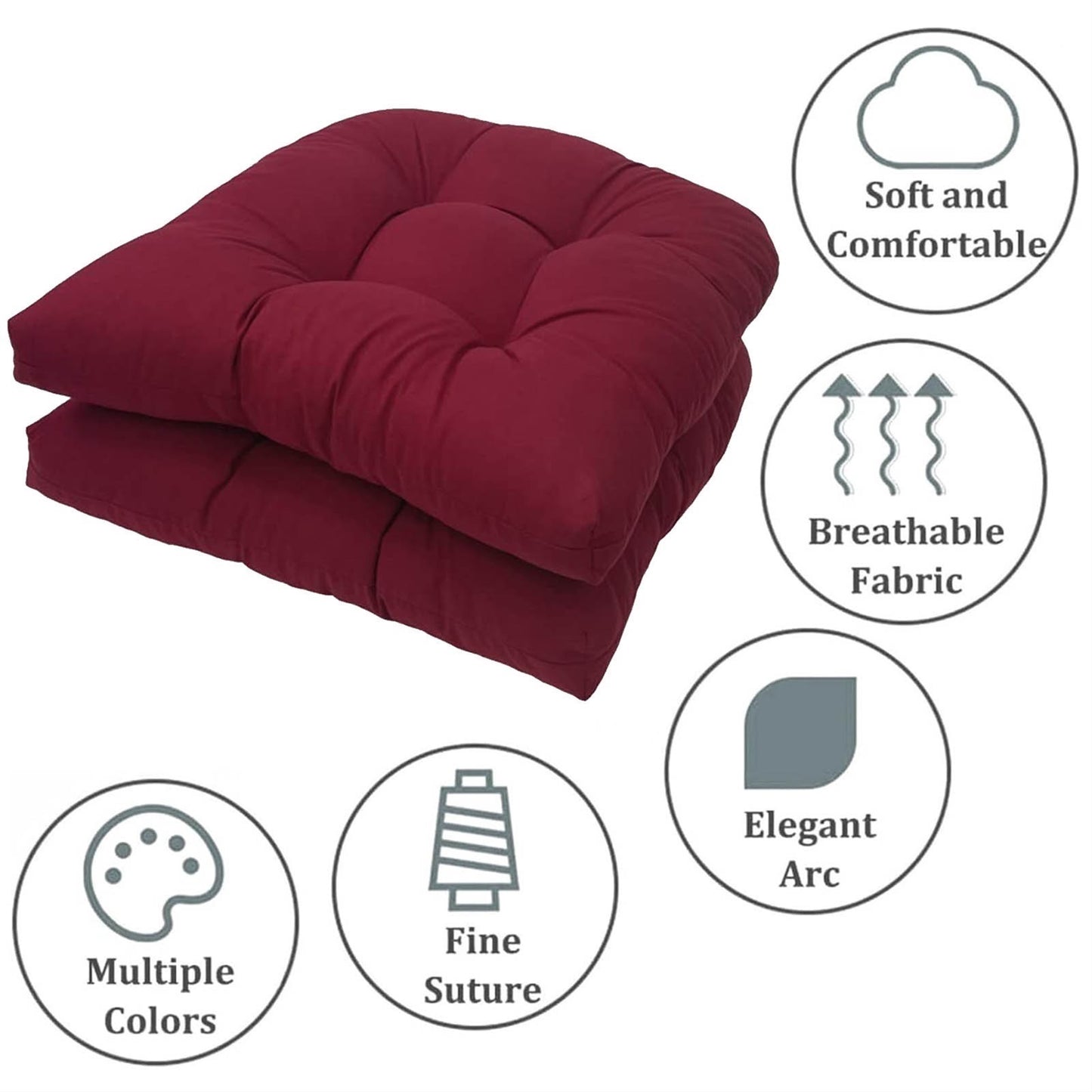 19" X 19" Indoor/Outdoor Chair Seat Cushion, Patio Chaise Lounger Cushion 2 Pack,Weather Resistant, Comfortable and Stylish Pack Of Patio Cushions