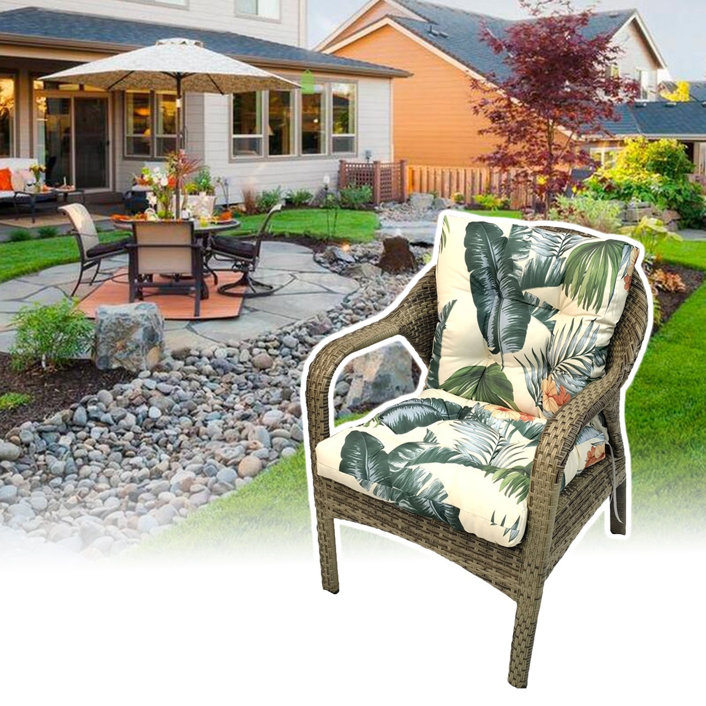 Patio Furniture Cushions Outdoor Furniture, Comfort Patio Seating Cushions, Waterproof All-Weather Deep Seating Rocking Chair Patio Chaise Lounge Sun Lounger Chair Cushions