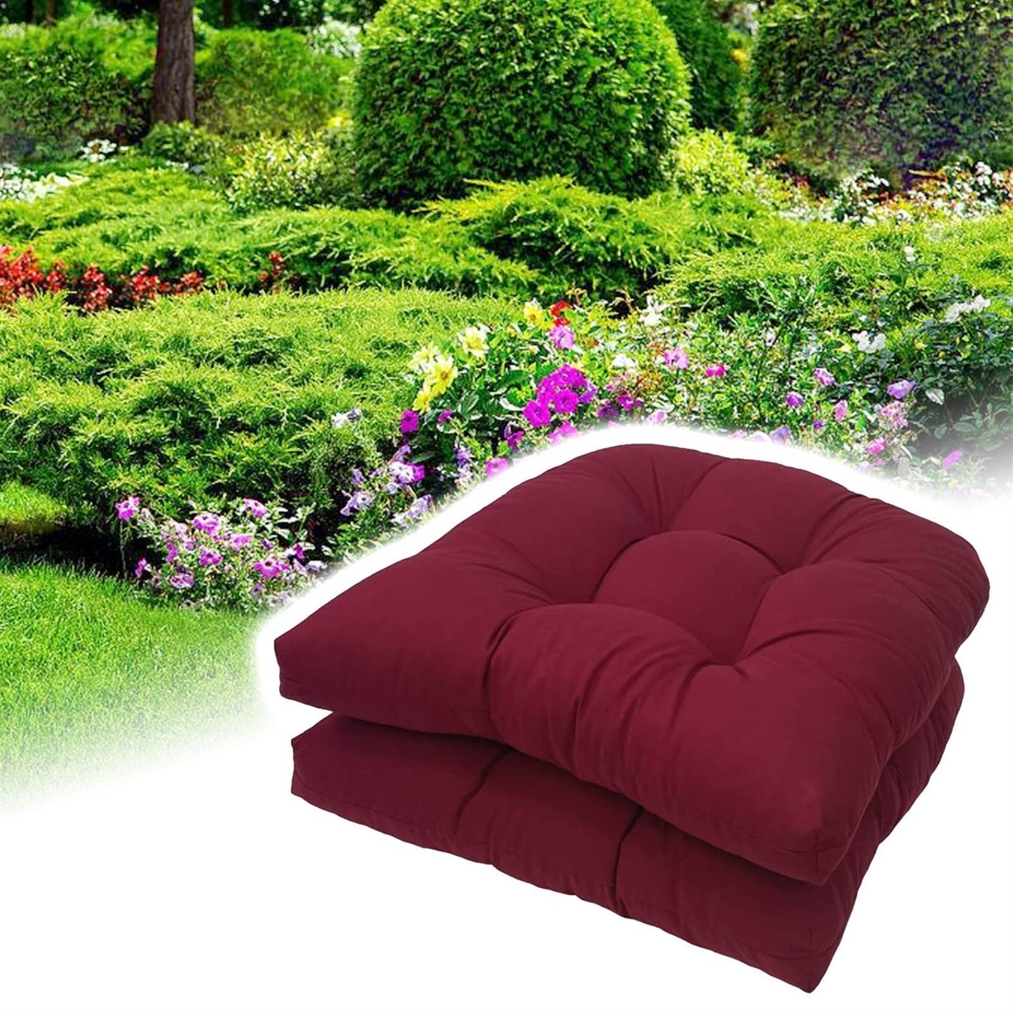 19" X 19" Indoor/Outdoor Chair Seat Cushion, Patio Chaise Lounger Cushion 2 Pack,Weather Resistant, Comfortable and Stylish Pack Of Patio Cushions