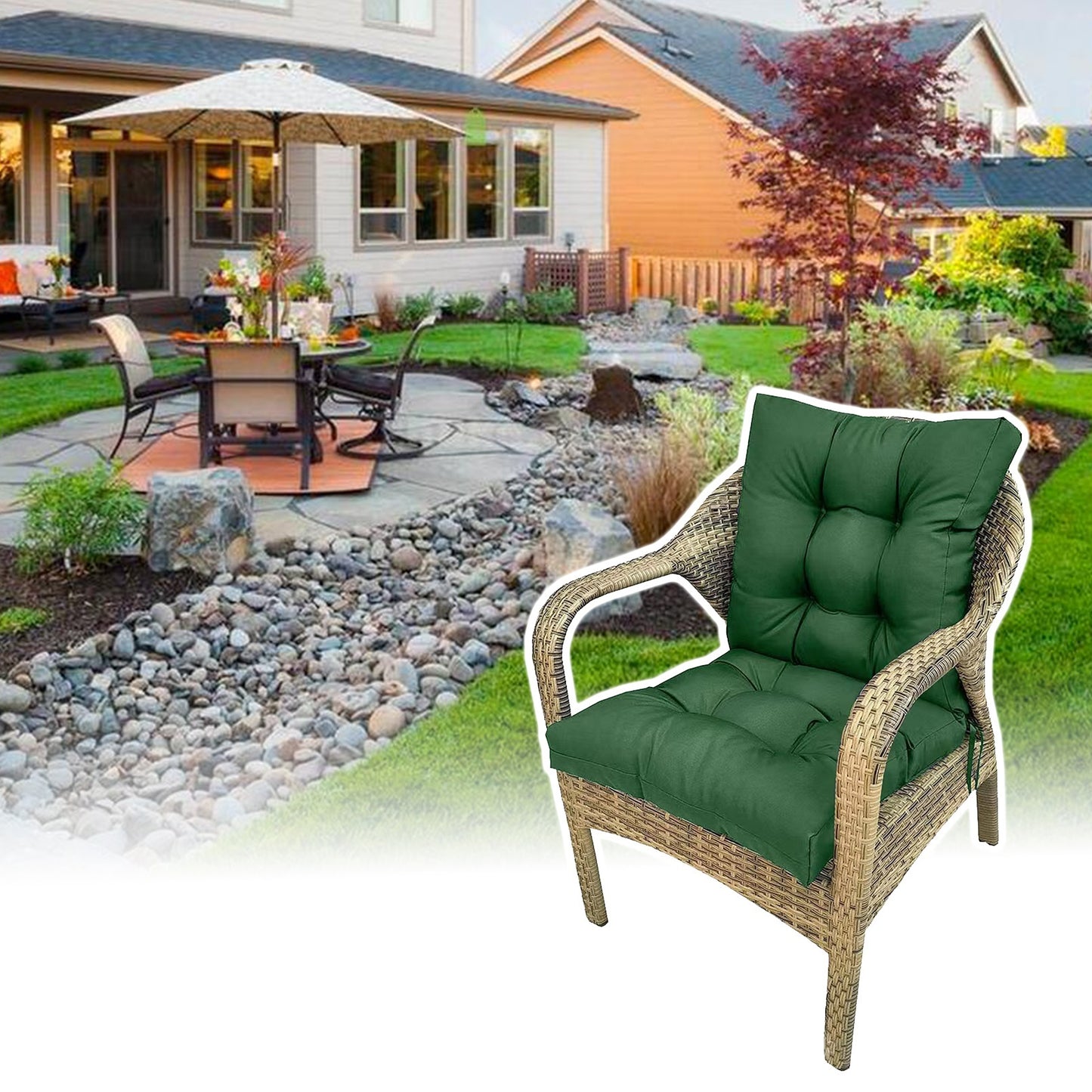 Patio Furniture Cushions Outdoor Furniture, Comfort Patio Seating Cushions, Waterproof All-Weather Deep Seating Rocking Chair Patio Chaise Lounge Sun Lounger Chair Cushions
