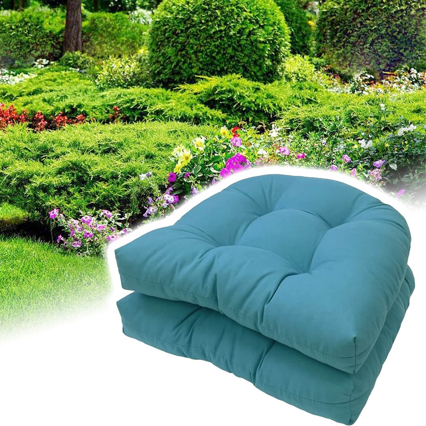 19" X 19" Indoor/Outdoor Chair Seat Cushion, Patio Chaise Lounger Cushion 2 Pack,Weather Resistant, Comfortable and Stylish Pack Of Patio Cushions