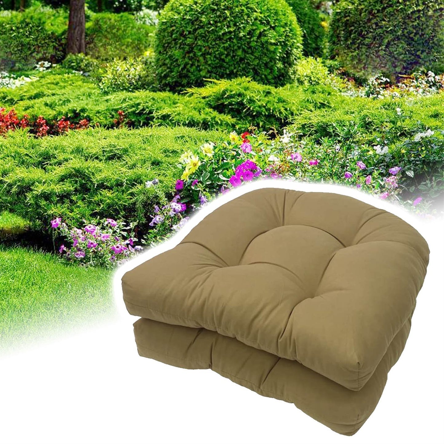 19" X 19" Indoor/Outdoor Chair Seat Cushion, Patio Chaise Lounger Cushion 2 Pack,Weather Resistant, Comfortable and Stylish Pack Of Patio Cushions