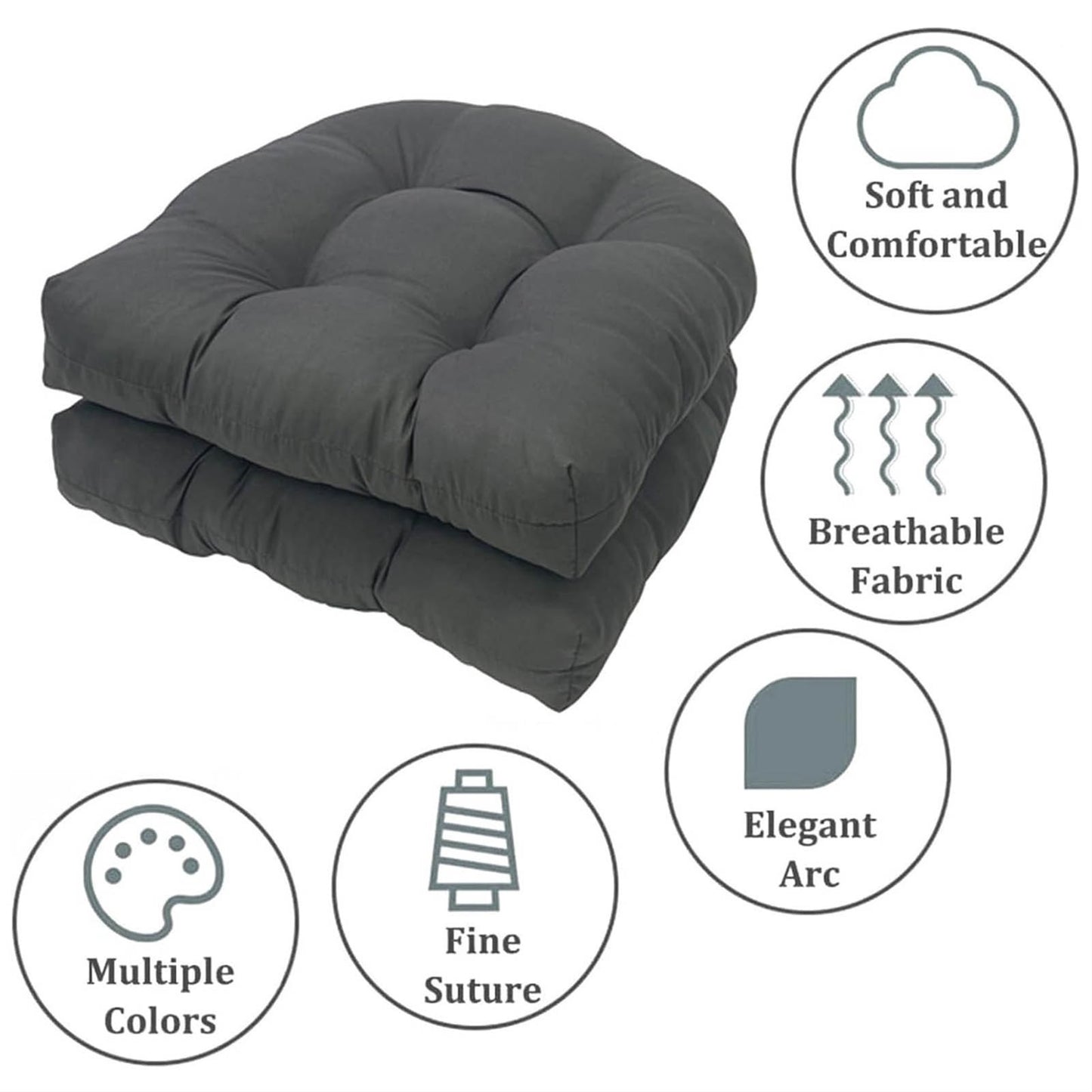 19" X 19" Indoor/Outdoor Chair Seat Cushion, Patio Chaise Lounger Cushion 2 Pack,Weather Resistant, Comfortable and Stylish Pack Of Patio Cushions