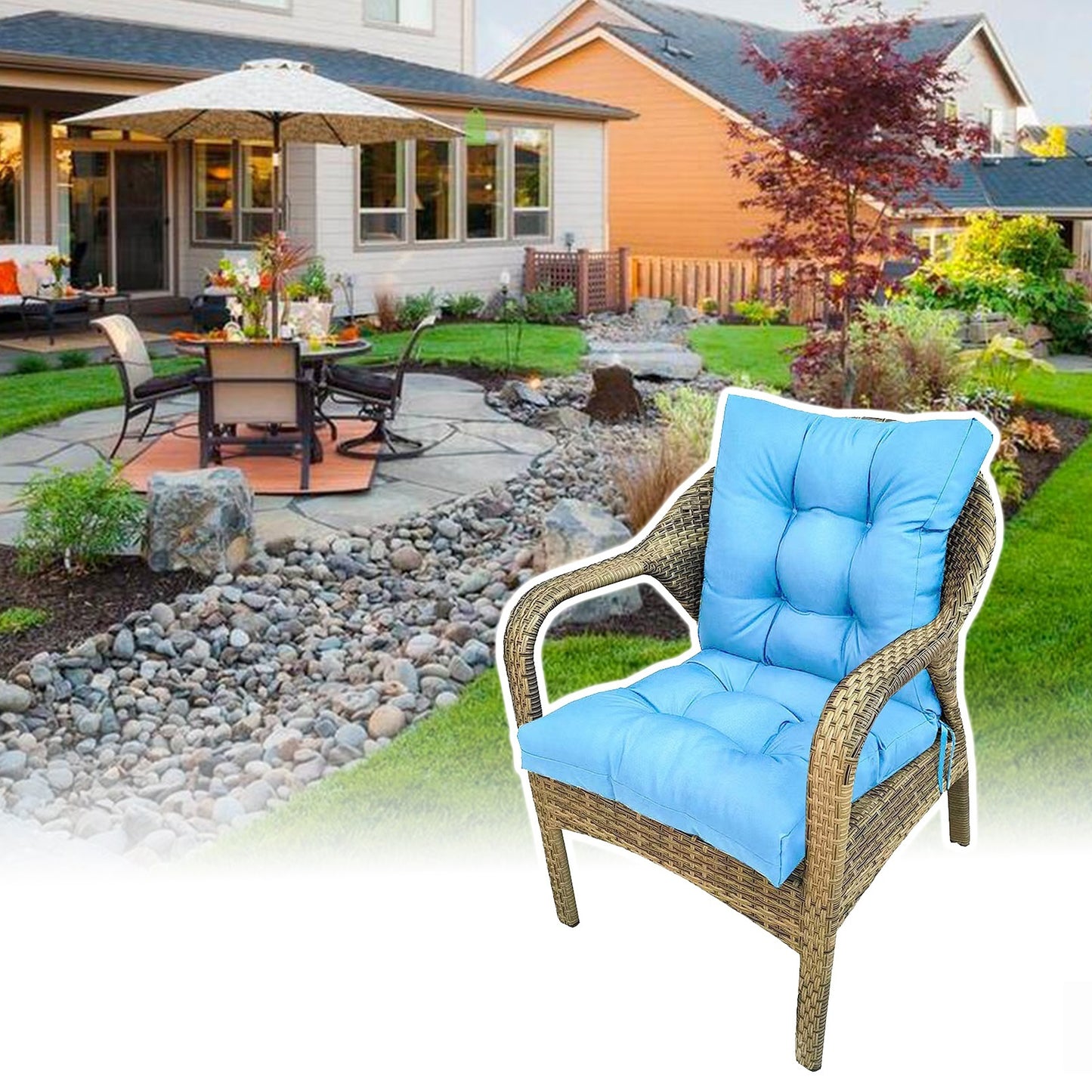 Patio Furniture Cushions Outdoor Furniture, Comfort Patio Seating Cushions, Waterproof All-Weather Deep Seating Rocking Chair Patio Chaise Lounge Sun Lounger Chair Cushions