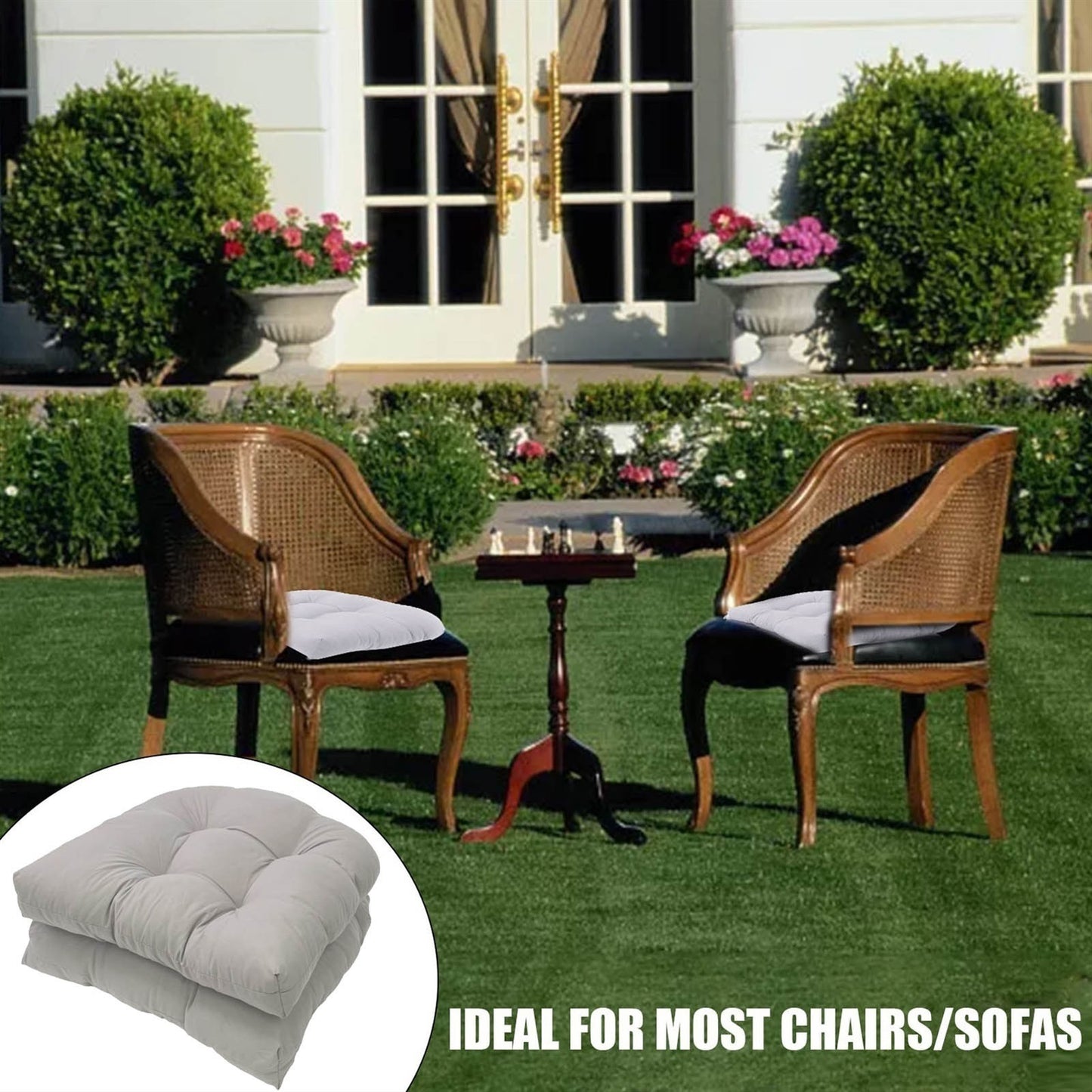 19" X 19" Indoor/Outdoor Chair Seat Cushion, Patio Chaise Lounger Cushion 2 Pack,Weather Resistant, Comfortable and Stylish Pack Of Patio Cushions