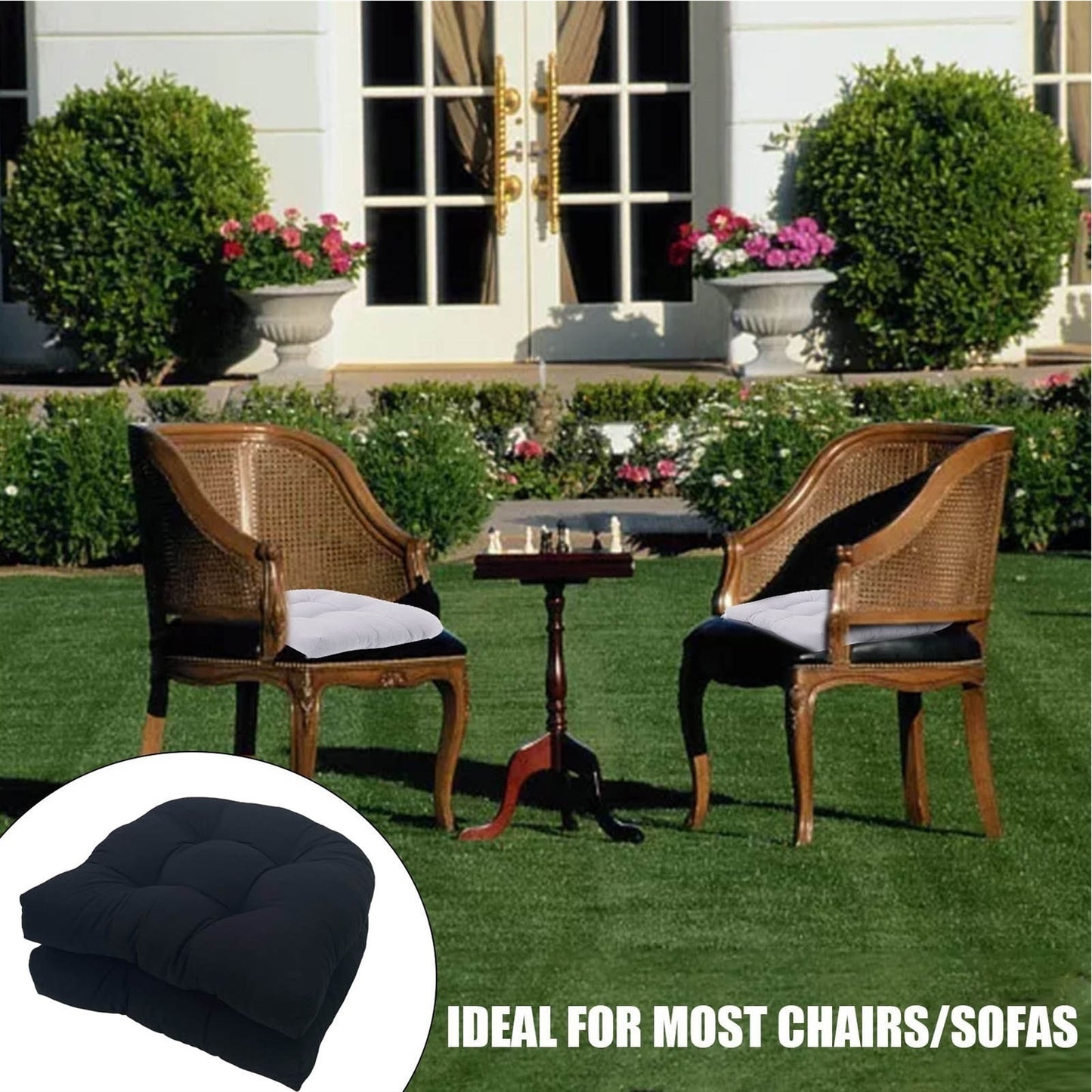 19" X 19" Indoor/Outdoor Chair Seat Cushion, Patio Chaise Lounger Cushion 2 Pack,Weather Resistant, Comfortable and Stylish Pack Of Patio Cushions