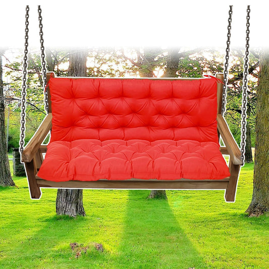 Waterproof Swing Cushions 3 Seater Replacement, Outdoor Thickened Bench Cushion with Ties, Waterproof Overstuffed Bench Cushion for Patio Porch Garden Backyard