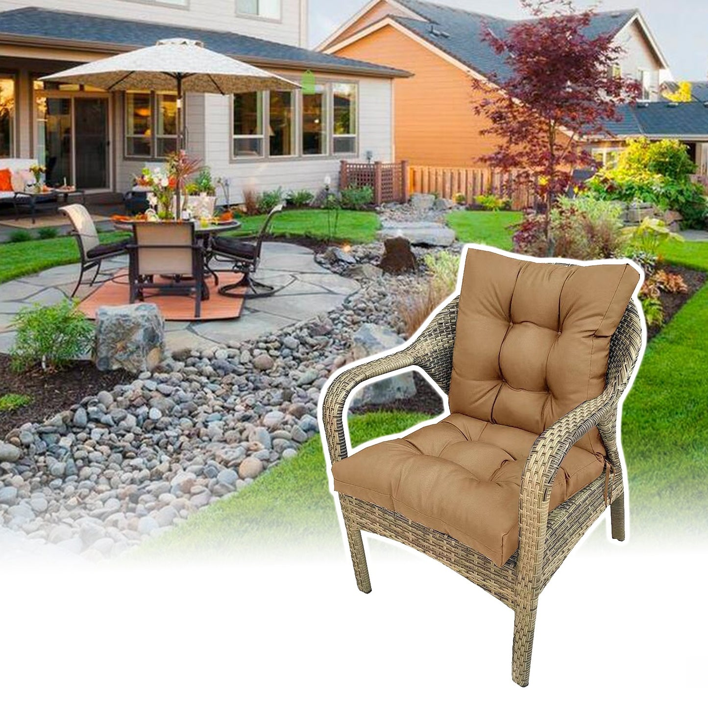 Patio Furniture Cushions Outdoor Furniture, Comfort Patio Seating Cushions, Waterproof All-Weather Deep Seating Rocking Chair Patio Chaise Lounge Sun Lounger Chair Cushions