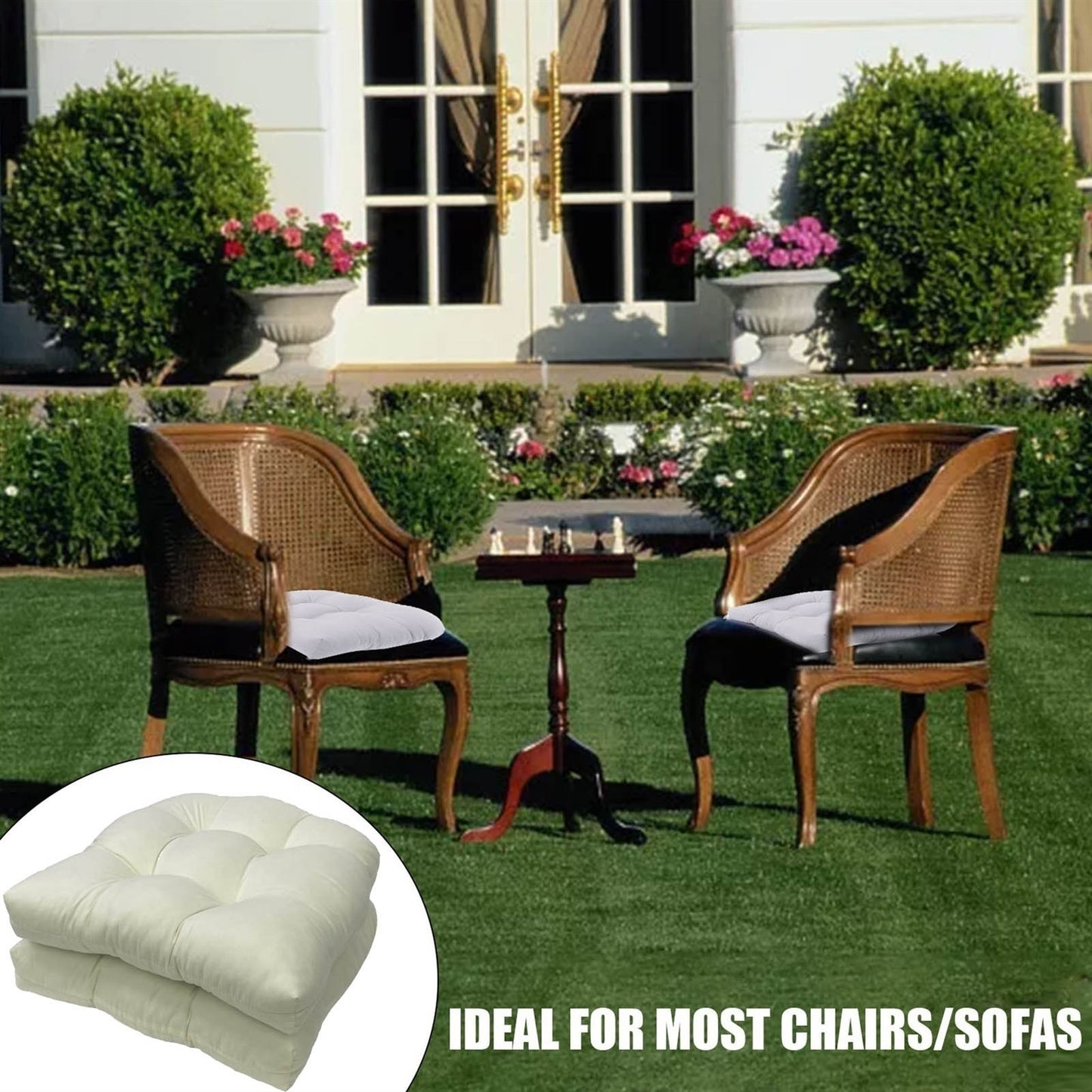 19" X 19" Indoor/Outdoor Chair Seat Cushion, Patio Chaise Lounger Cushion 2 Pack,Weather Resistant, Comfortable and Stylish Pack Of Patio Cushions