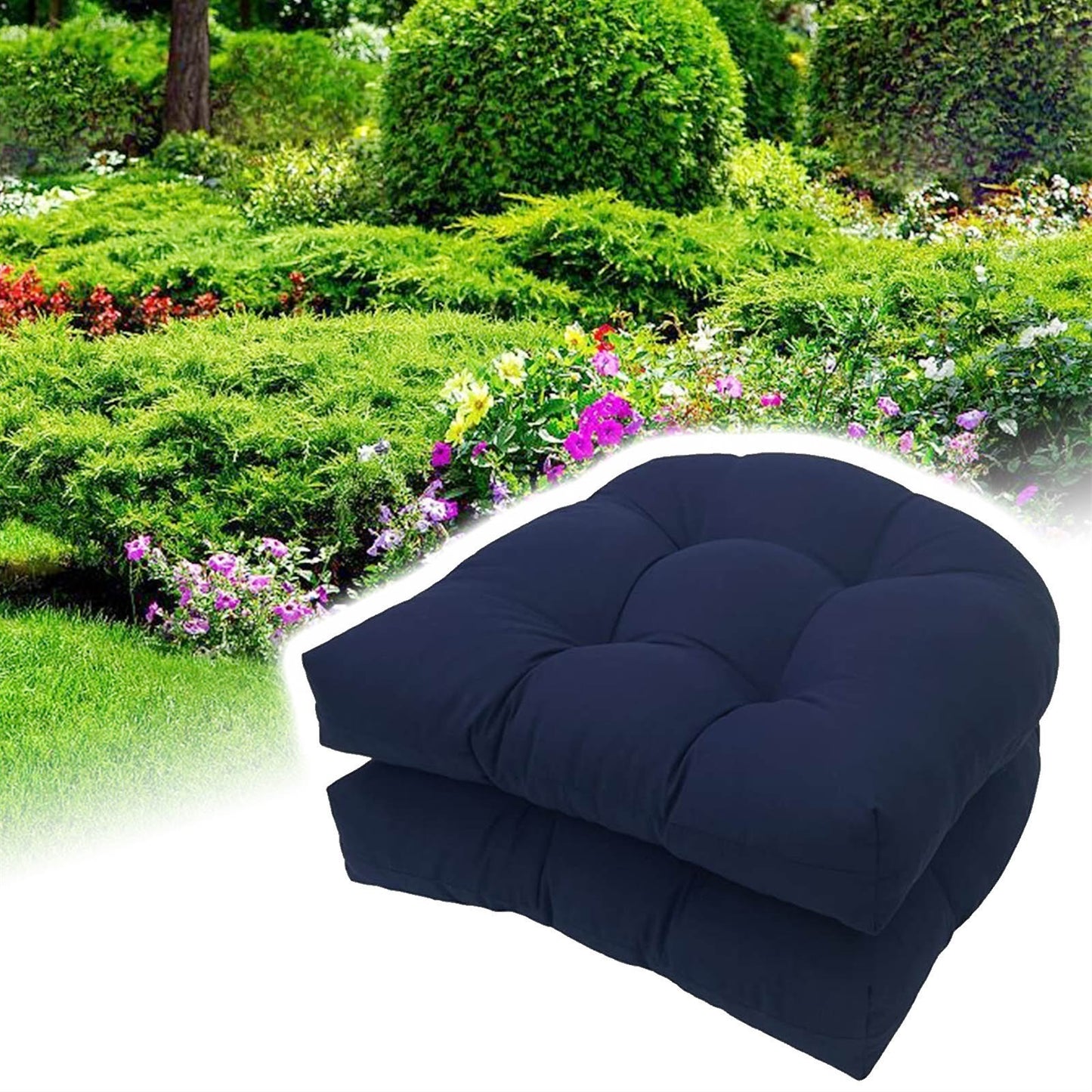 19" X 19" Indoor/Outdoor Chair Seat Cushion, Patio Chaise Lounger Cushion 2 Pack,Weather Resistant, Comfortable and Stylish Pack Of Patio Cushions