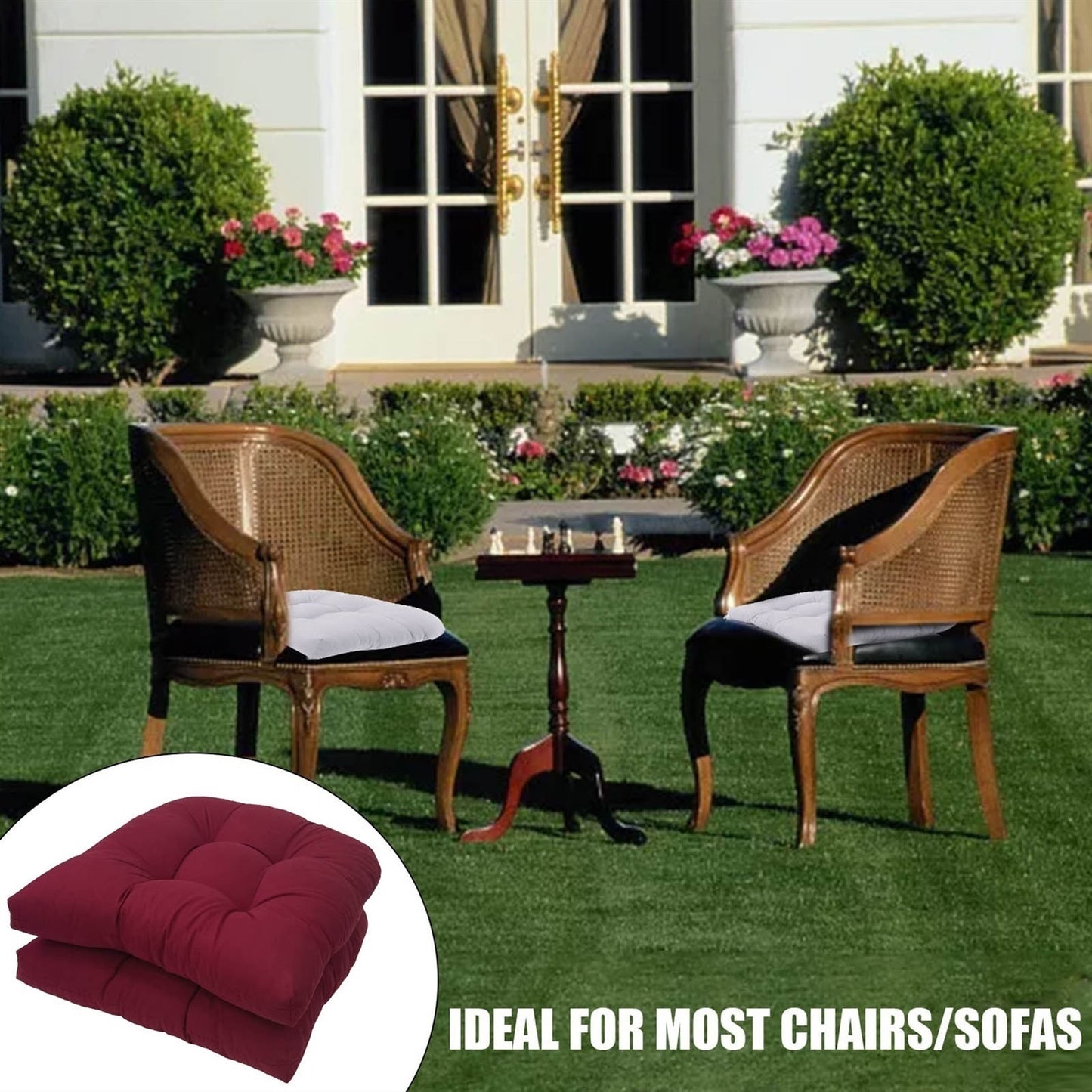 19" X 19" Indoor/Outdoor Chair Seat Cushion, Patio Chaise Lounger Cushion 2 Pack,Weather Resistant, Comfortable and Stylish Pack Of Patio Cushions