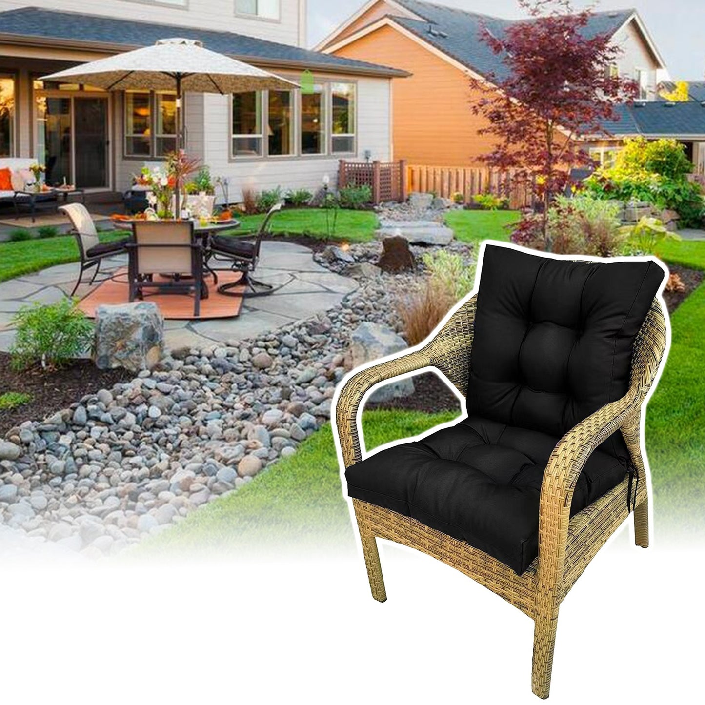 Patio Furniture Cushions Outdoor Furniture, Comfort Patio Seating Cushions, Waterproof All-Weather Deep Seating Rocking Chair Patio Chaise Lounge Sun Lounger Chair Cushions