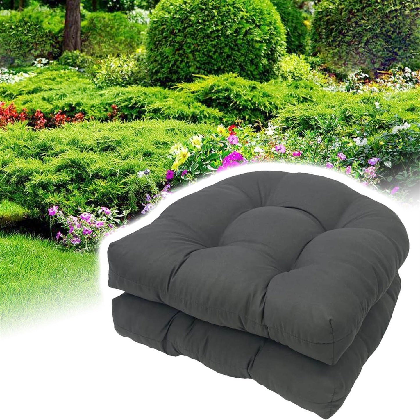 19" X 19" Indoor/Outdoor Chair Seat Cushion, Patio Chaise Lounger Cushion 2 Pack,Weather Resistant, Comfortable and Stylish Pack Of Patio Cushions