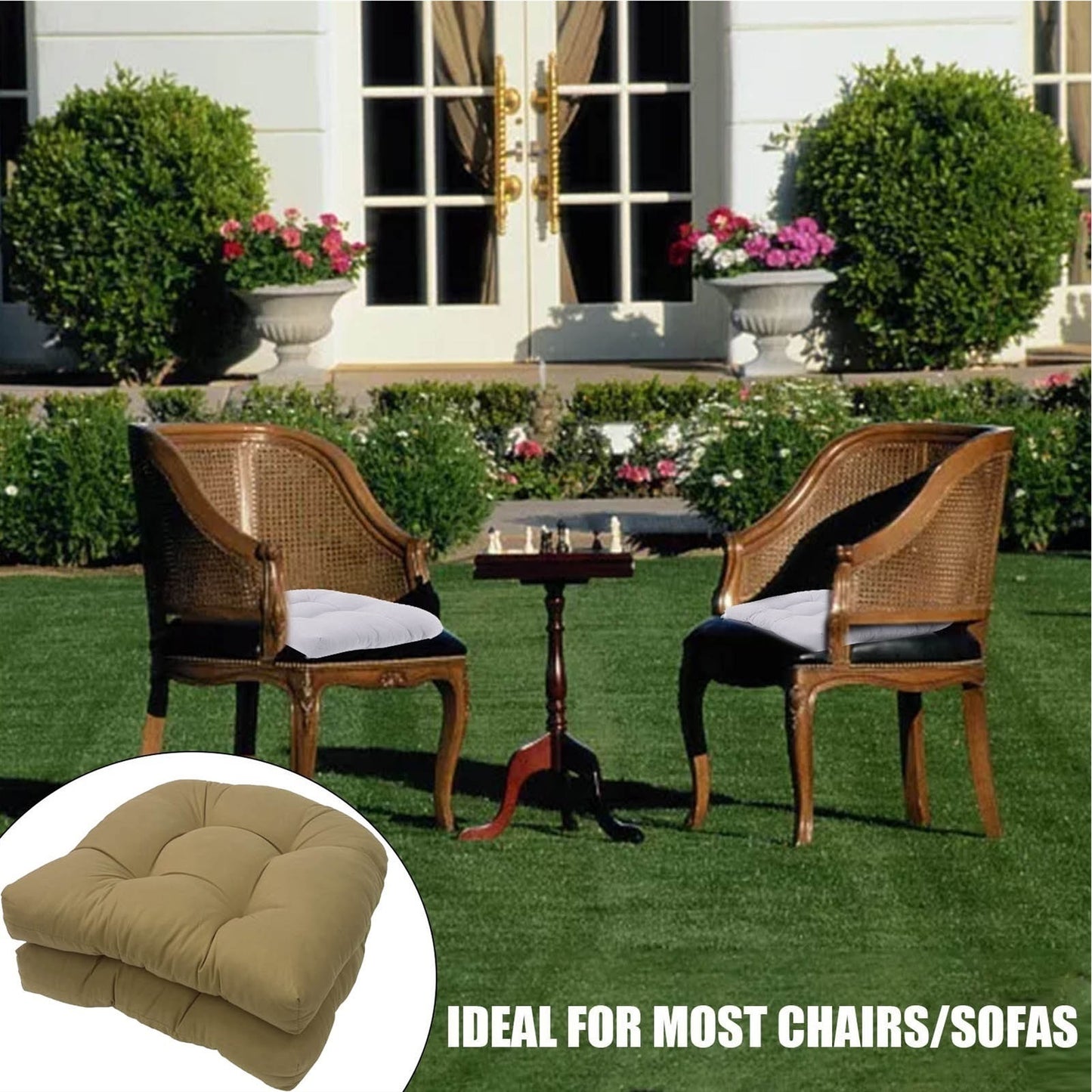 19" X 19" Indoor/Outdoor Chair Seat Cushion, Patio Chaise Lounger Cushion 2 Pack,Weather Resistant, Comfortable and Stylish Pack Of Patio Cushions