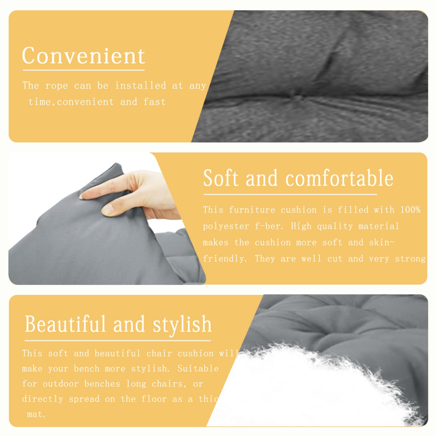 Patio Furniture Cushions Outdoor Furniture, Comfort Patio Seating Cushions, Waterproof All-Weather Deep Seating Rocking Chair Patio Chaise Lounge Sun Lounger Chair Cushions
