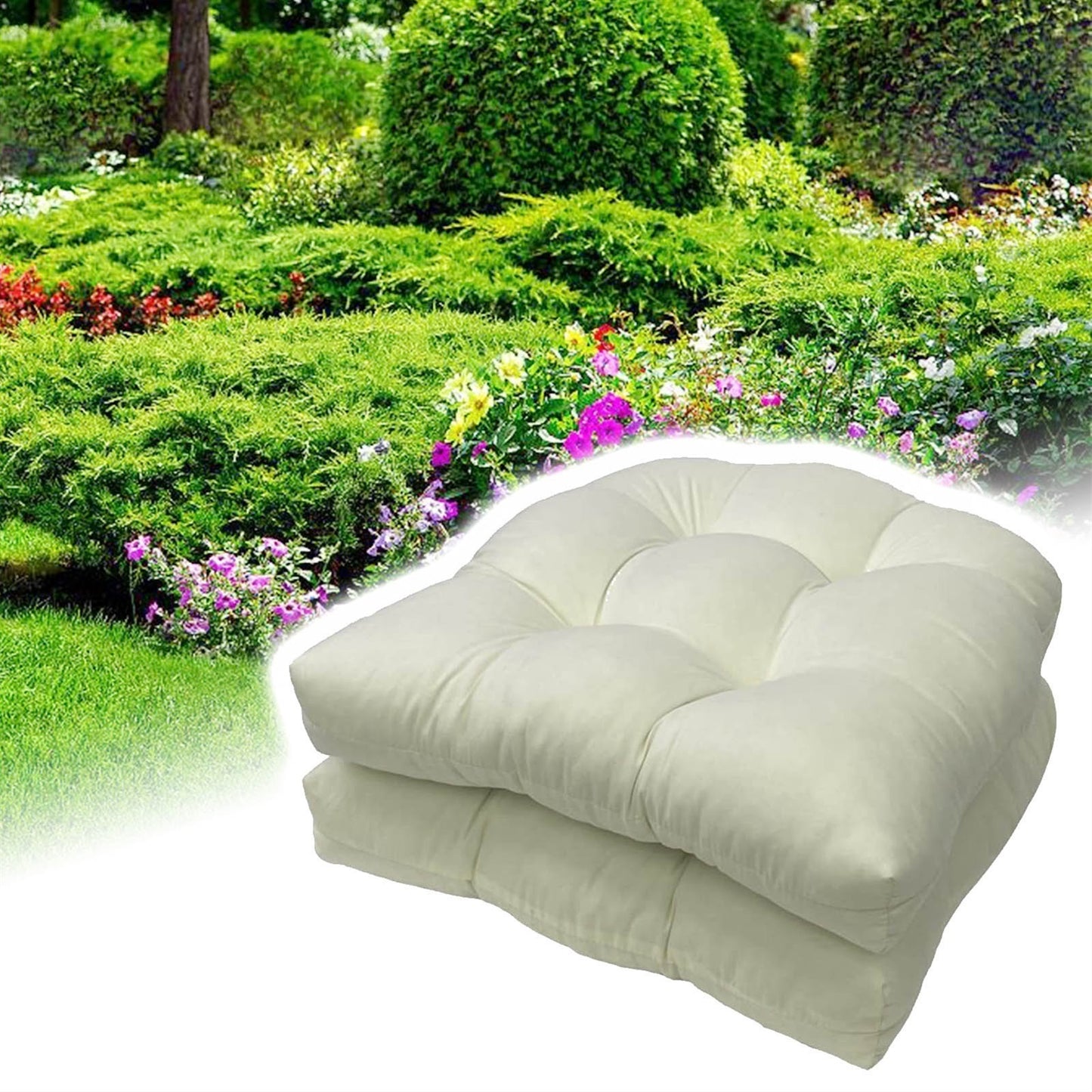 19" X 19" Indoor/Outdoor Chair Seat Cushion, Patio Chaise Lounger Cushion 2 Pack,Weather Resistant, Comfortable and Stylish Pack Of Patio Cushions