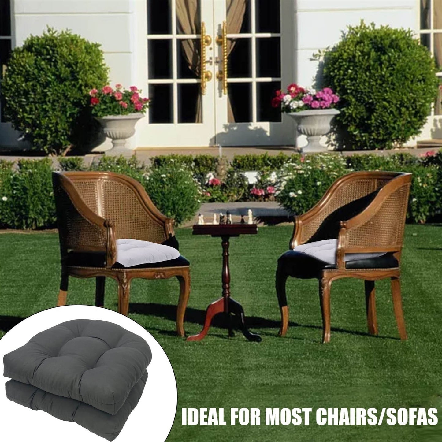 19" X 19" Indoor/Outdoor Chair Seat Cushion, Patio Chaise Lounger Cushion 2 Pack,Weather Resistant, Comfortable and Stylish Pack Of Patio Cushions