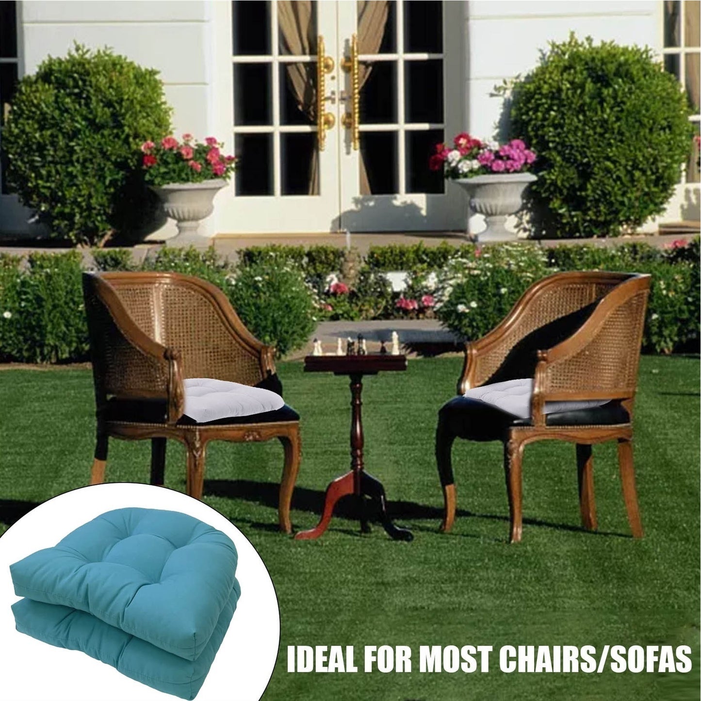 19" X 19" Indoor/Outdoor Chair Seat Cushion, Patio Chaise Lounger Cushion 2 Pack,Weather Resistant, Comfortable and Stylish Pack Of Patio Cushions