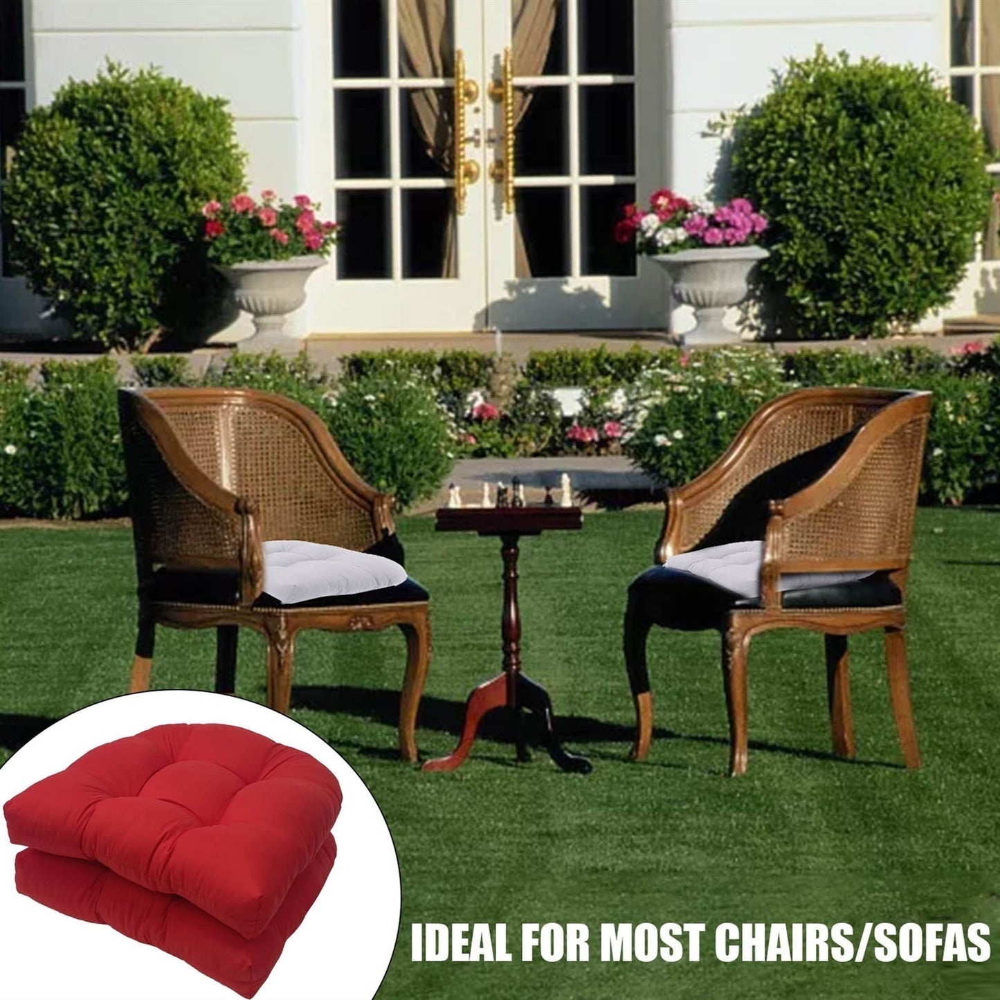 19" X 19" Indoor/Outdoor Chair Seat Cushion, Patio Chaise Lounger Cushion 2 Pack,Weather Resistant, Comfortable and Stylish Pack Of Patio Cushions